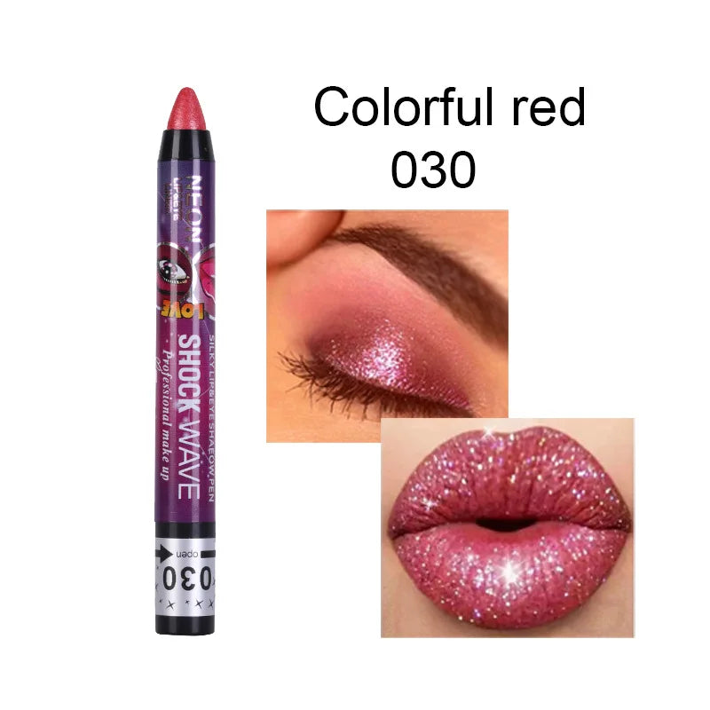 2 In 1  Eyeshadow Lipstick Stick Pencil Waterproof