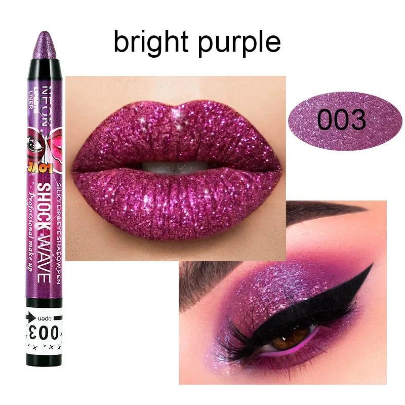 2 In 1  Eyeshadow Lipstick Stick Pencil Waterproof