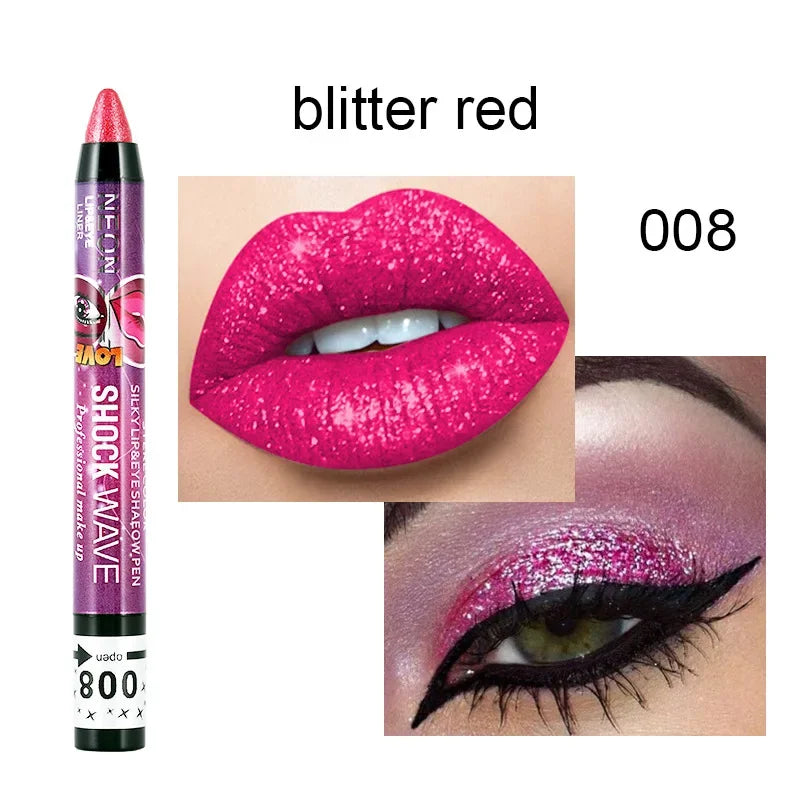 2 In 1  Eyeshadow Lipstick Stick Pencil Waterproof